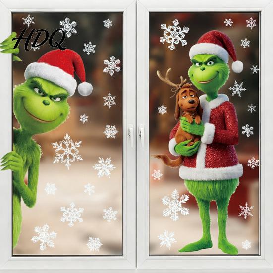 Snowflake Window Decals 2Pcs Christmas Sticker Decorations Winter Clings Reusable Electrostatic Ornaments Seasonal Glass Stickers with for
