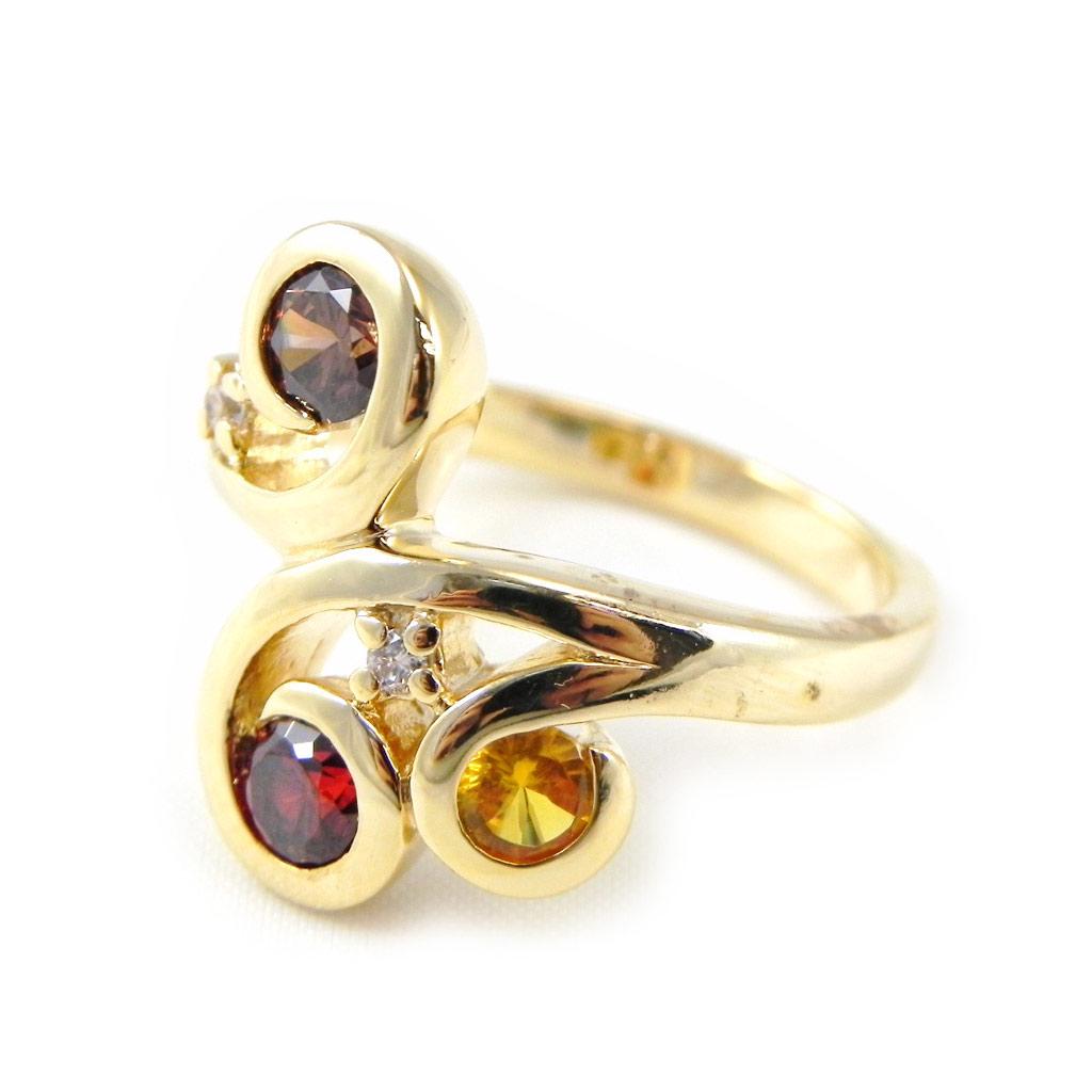 Orange Red 'Anemone' Gold Plated Ring