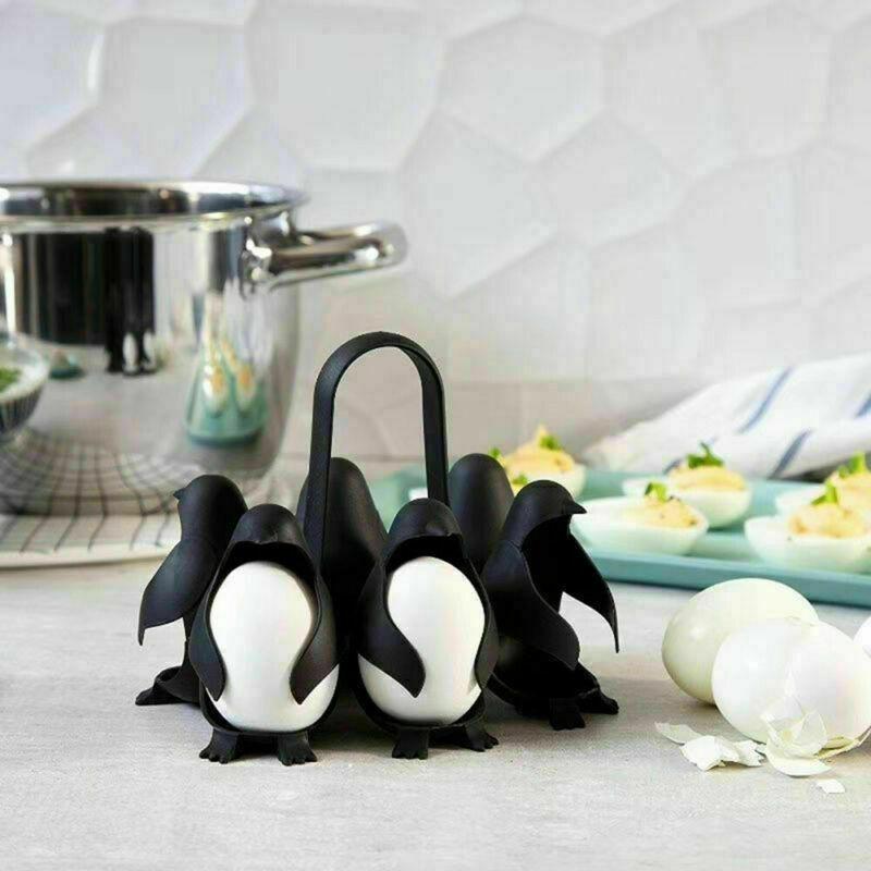 Cute Penguin Shape Boiled Egg Holder Kitchen Refrigerator Eggs Storage Rack