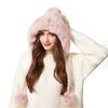Knitted Hat Women's Thick Wool Collar Wool Hat Plush Three-Ball Warm Hat