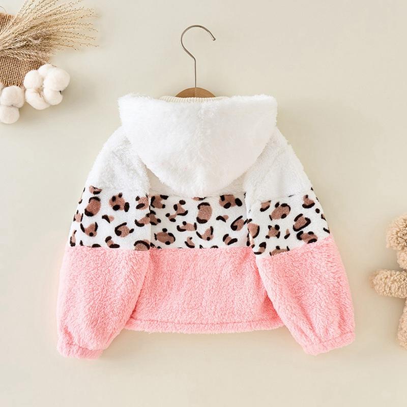 2-10 Years Kids Girls Warm Hooded Coat Winter Zipper Fleece Jacket