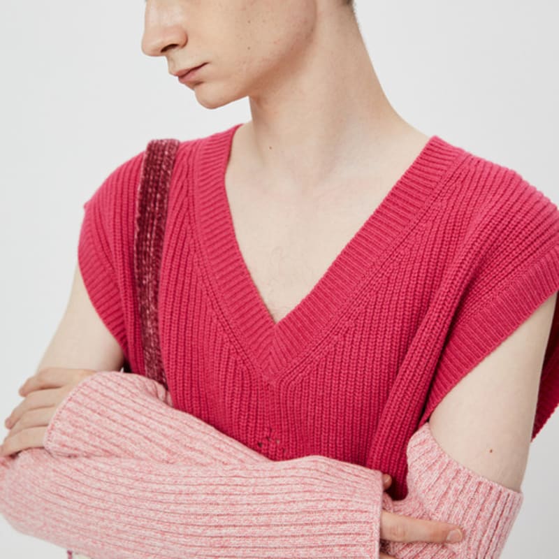 

MOONSUN Двусторонний ребристый утеплитель из овечьей шерсти / Меланжевый розовый One