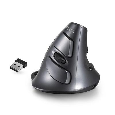 Mouse ergonomic wireless DELUX, Bluetooth, 2 moduri, reîncărcabil, silențios, vertical, detașabil, suport pentru încheietura mâinii, 6 tendinite, pentru DB, negru, 2.4G, mouse, 1600DPI,