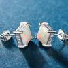 New Square Opal Stud Earrings Copper Plated Real Gold High Quality Kyocera Opal Opal Jewelry