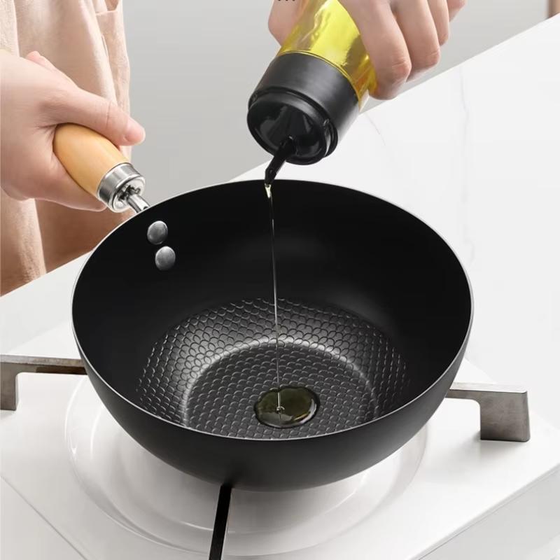Kitchen Iron Pot Frying Pan Wok Pan Uncoated Gas Stove Induction Cooker Universal Non-Stick Iron Wok Saucepan Cookware Set