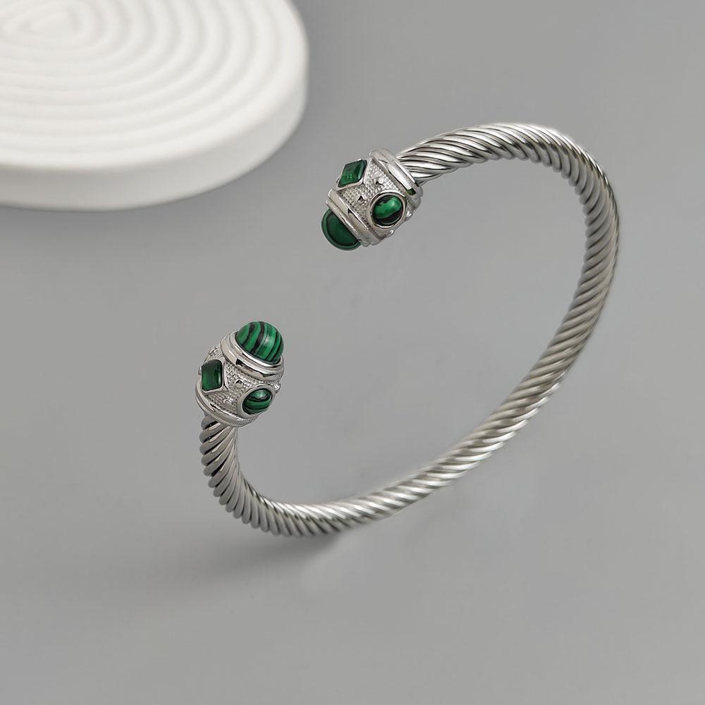 Stainless Steel Letter X Inlaid Zirconium Twist Rope Steel Wire Rope Opening Bracelet Women's Cable Bracelet Party Daily Jewelry