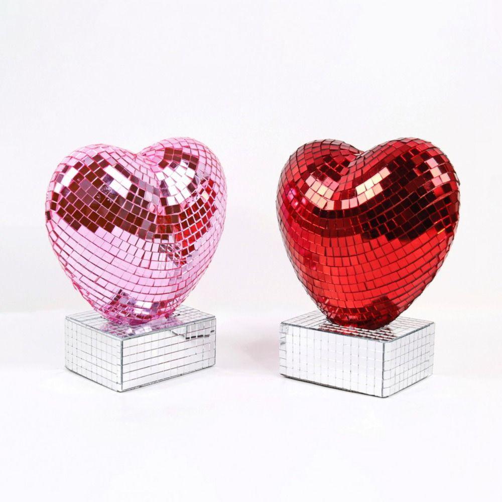 Röd/Rosa Färg Hjärta Form Diskokula Dekoration Alla Hjärtans Dag Diskokula Festdekoration