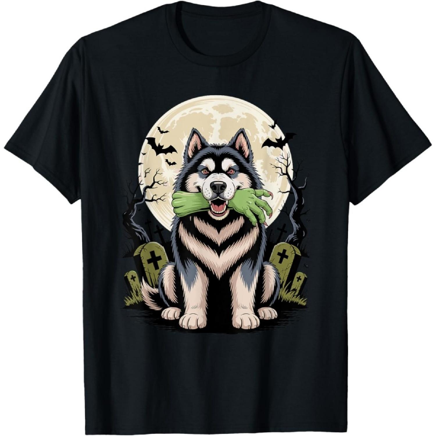Halloween Moon Zombie Hand Alaskan Malamute T-Shirt S