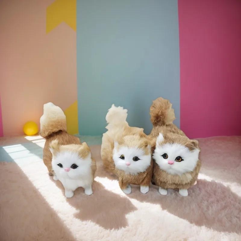 Cute Realistic Kitten Plush Toy - Soft Stuffed Cat Doll, Lifelike Fake Animal Toy for Kids Girls, Valentine's Day Birthday Gift