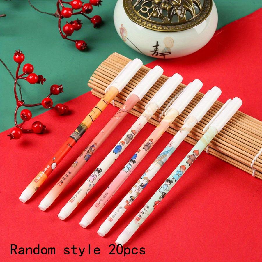 

Снова в школу 20 шт. 0,5 мм ручка с нейтральными чернилами с ретро-узором журавля, быстросохнущая студенческая черная канцелярия, офисная ручка для письма и подписи Random style 20pcs
