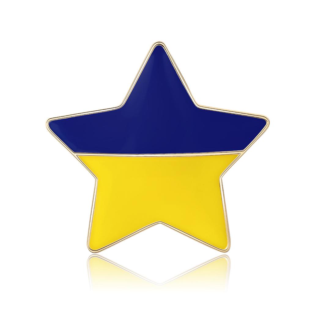 Modna ukraińska broszka z pentagramem Seria Patriotyczna Emaliowany przypinka z kroplą oleju Akcesoria odzieżowe