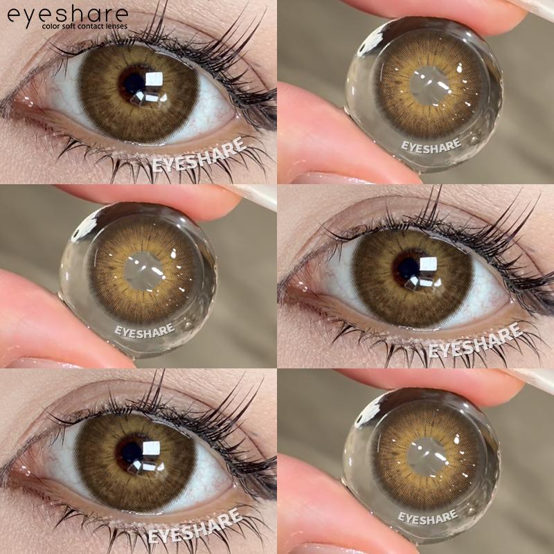 EYESHARE 1Pair Color Contact Lenses for Eyes Natural Brown Yearly Use Lenses Gray Multicolored Contact Lens Gray Pupils Lens