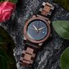 BOBO BIRD Men's Wooden Watch with Analog Quartz Movement, Day Calendar Display, Lightweight Handmade Wooden Watch (Dark Blue)