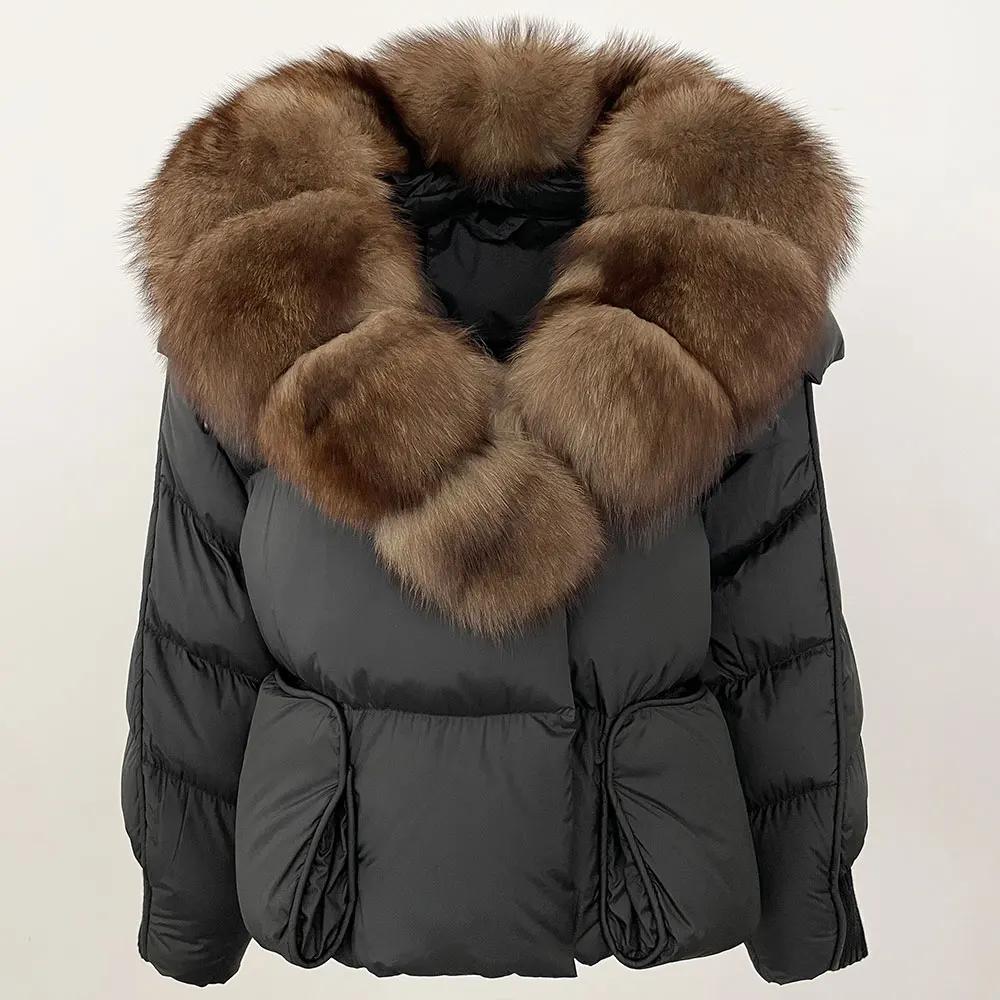 OFTBUY 2024 Winter Jacket Women Natural Real Raccoon Fox Fur Collar White Duck Down Coat Thick Warm Streetwear Casual Outerwear