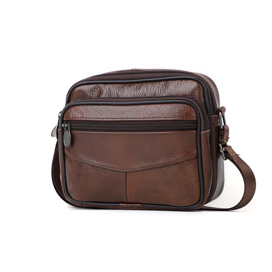 Men's Genuine Leather Messenger Bag - Casual Fashion, First Layer Cowhide, Small Shoulder Bag for Business and Travel.