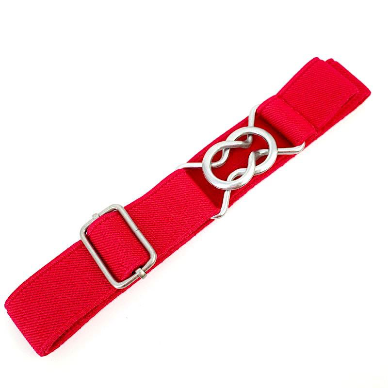 Cintura in Pelle Elastica Regolabile per Bambini con Tessuto Twill e Fibbia Sportiva a Forma di 8