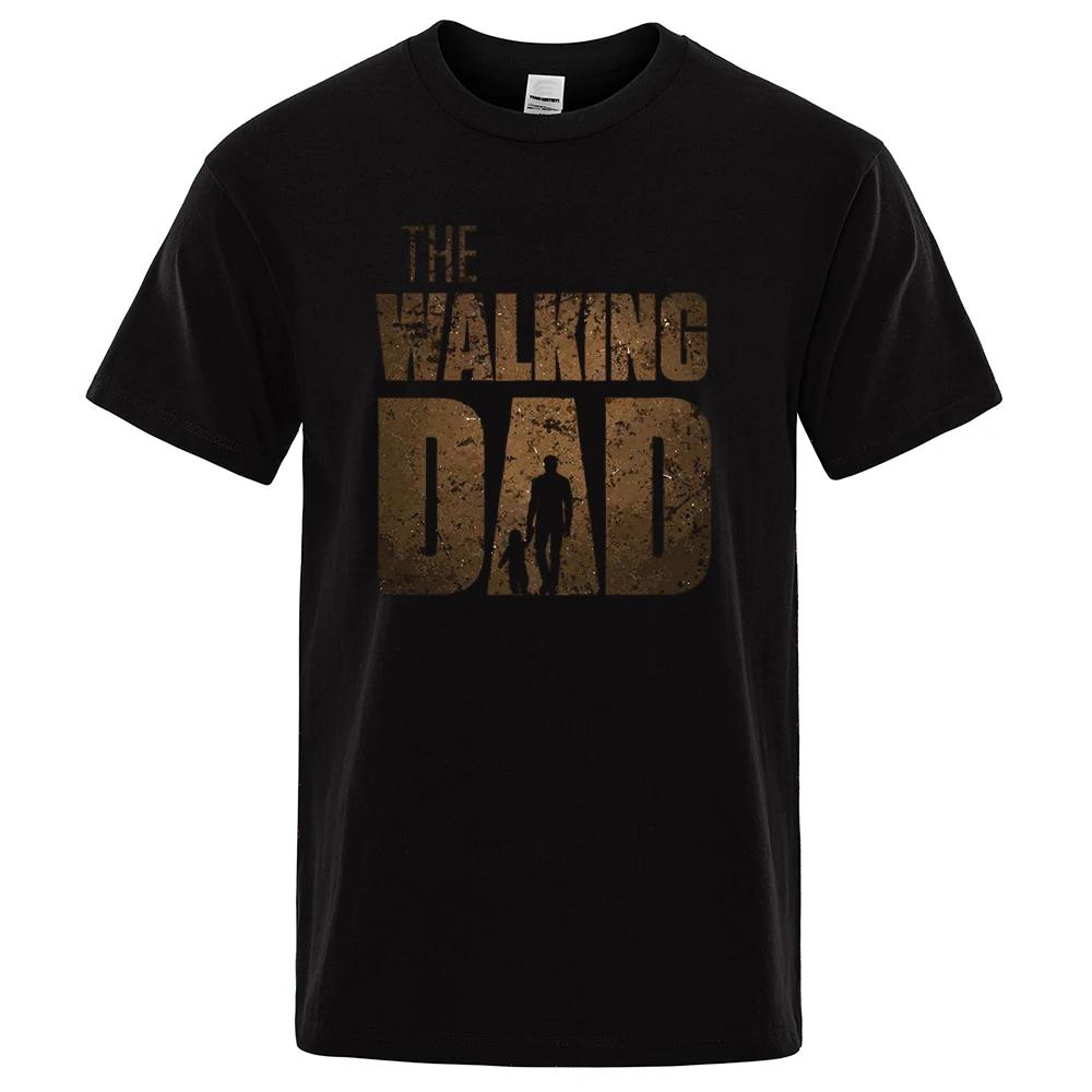 Walking Dad Fun Street Print T-shirt Men's Fashion Summer T-shirt Loose 100% cotton short sleeve Casual Hip Hop T-shirt