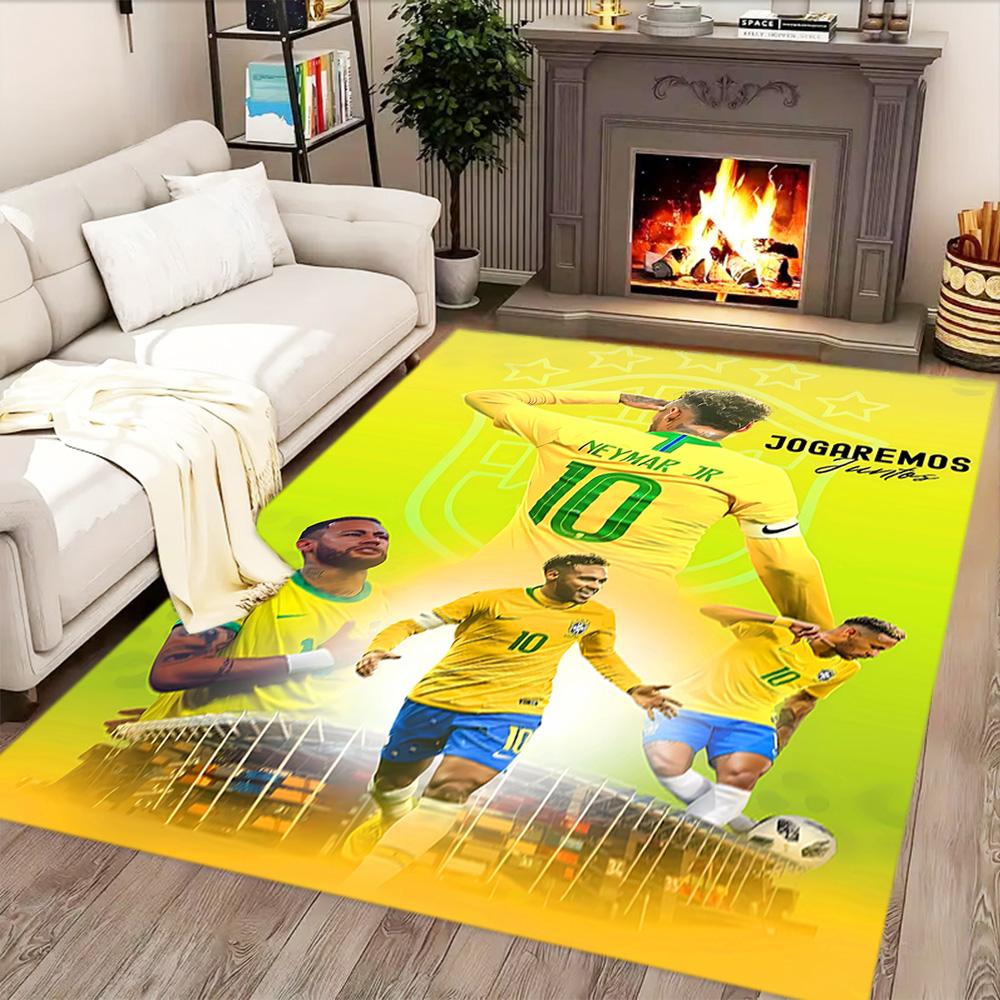 Brazilian Football Stars rug for living rooms, bedrooms, home décor, and as gifts.