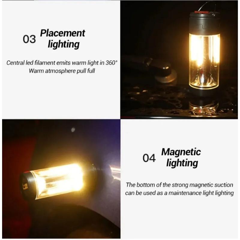 Multi-Function Camping Light Outdoor Portable Lighting Rechargeable Lamp Powerful Flashlight Tent Equipment Supplies