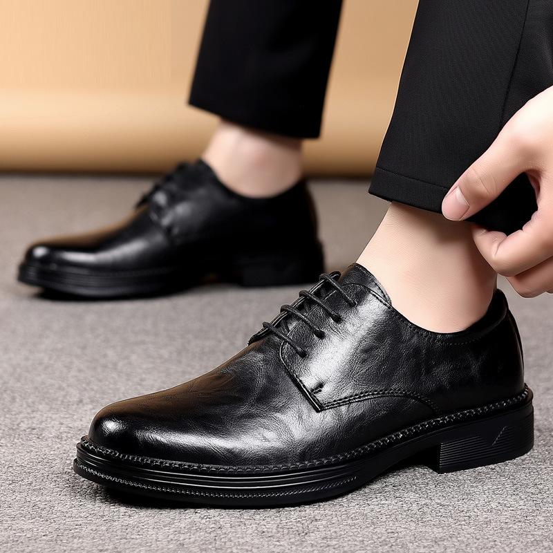Leather shoes men's British style business formal wear retro men's shoes autumn new men's soft sole wearable casual derby shoes