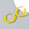 Yellow Beads Women's Hoop Earrings Metal Tube Twisted Acrylic Earrings for Female Pendientes De Colores Fashion Ear Zircon
