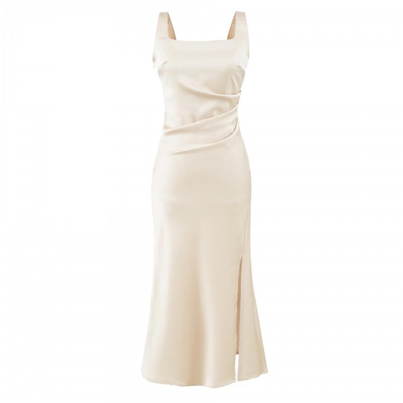 Damen Satinschlaf-Maxikleid Unifarben Elegant Pendlerstil Figurbetont 2026
