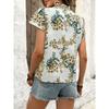 Summer New Women's Floral Print Lace-up Short-sleeved Shirt Pullover Top