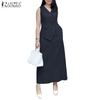 ZANZEA Women Sleeveless Vest Tops and Skirts Summer Two Piece Suit Sets