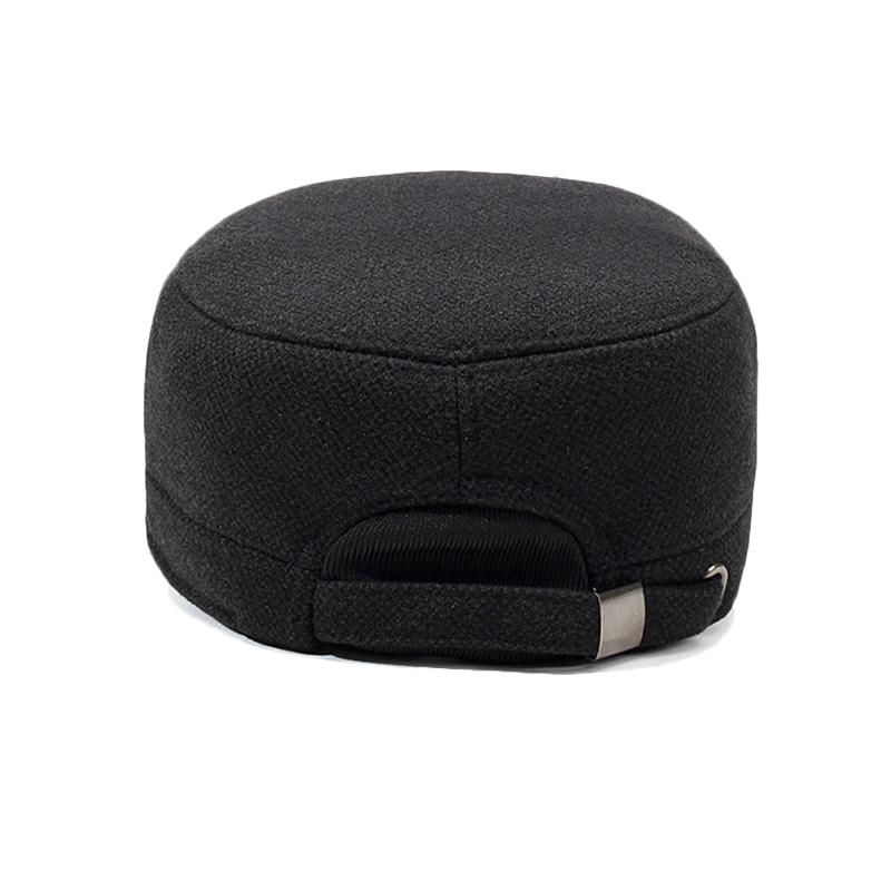 Winter Warme Ohrenschützer Baumwollmütze für Männer mittleren und höheren Alters Flache Kappe Samt Dicke Wolle Kältefeste Mütze