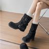 Thick-soled Western Cowboy Pleated Piled Boots Women's Autumn and Winter Retro Knight Thick Heel Trousers Short Boots Women
