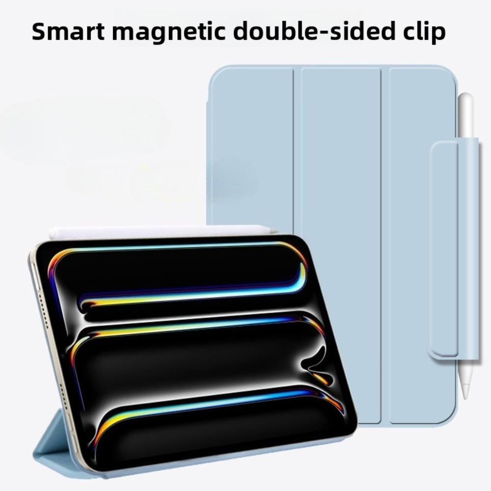 Magnetic Leather Case for 2025 iPad Air M3 with Dual Side Cover and Buckle for Air 456 12.9 Inch Mini 67