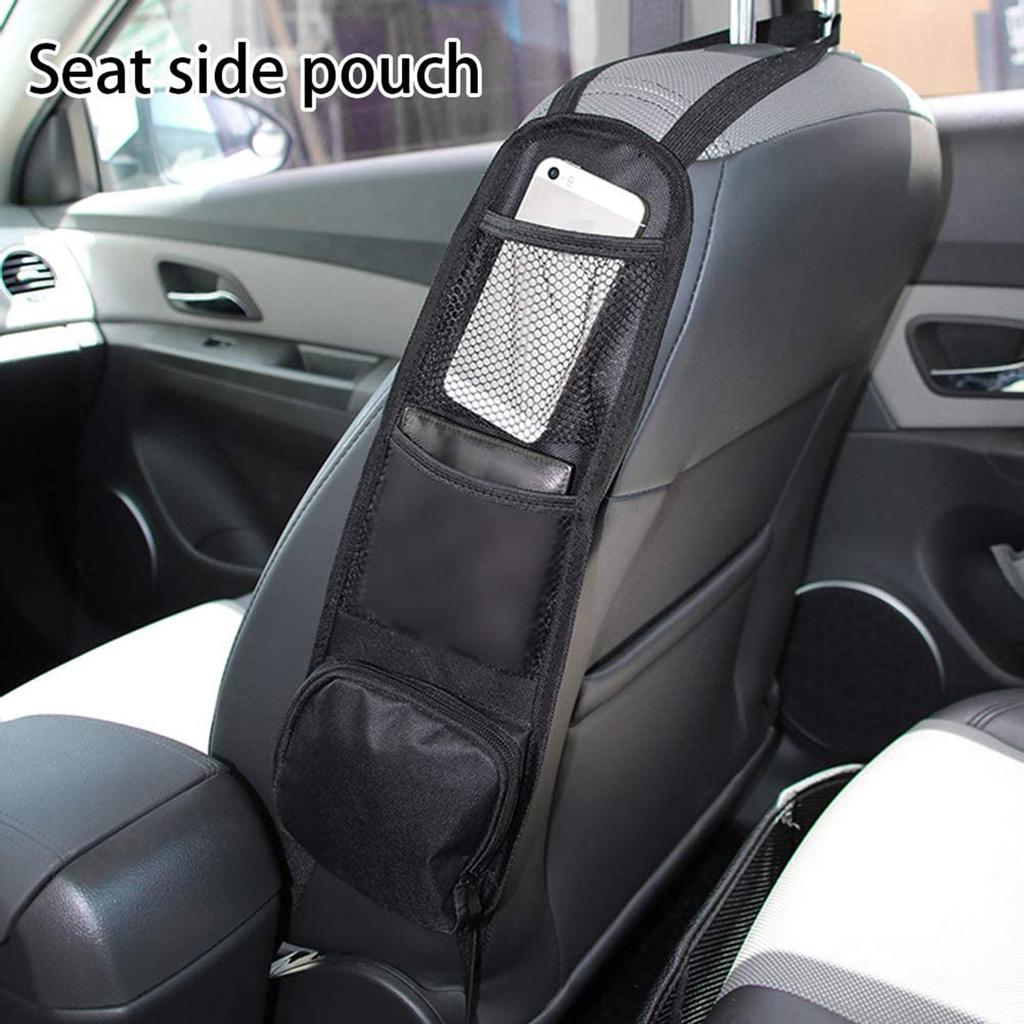 Auto Car Seat Side Net Mesh Storage Bag Key Phone Holder Pocket Organizer Red