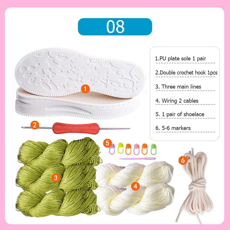 DIY Shoes Crocheted Material Hand-woven Summer Hook Soles Anti-kick Rubber Soles+Hollow Line Knitted Slippers Short Boots