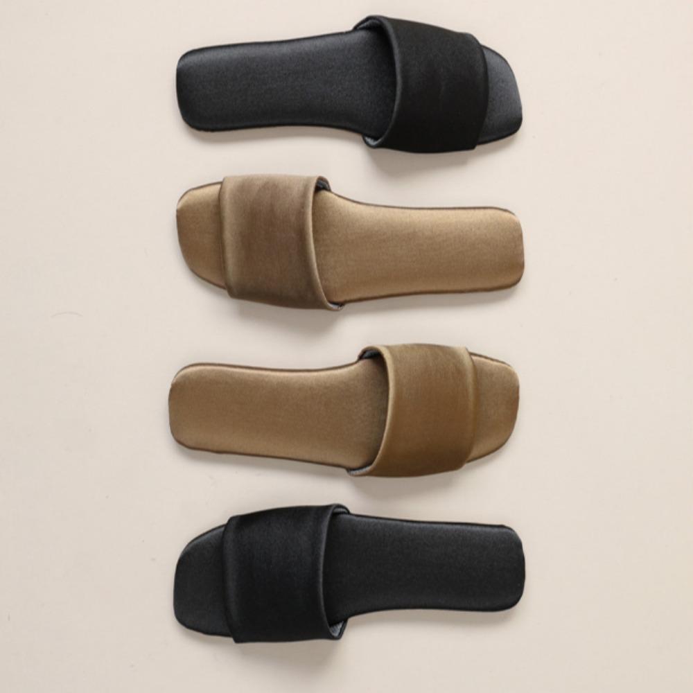Women Slippers Indoor Home Slippers Outside 2025 Summer New Non Slip High End Sense Satin Slippers Women's Shoes Outer Wear