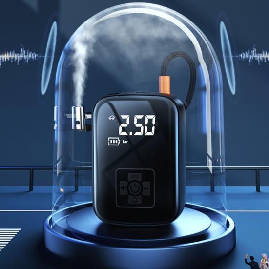 Mini compresor de aer pentru anvelope auto cu lumină LED, reîncărcabil, portabil, electric, pompă de umflat aer pentru anvelope de motocicletă, bicicletă