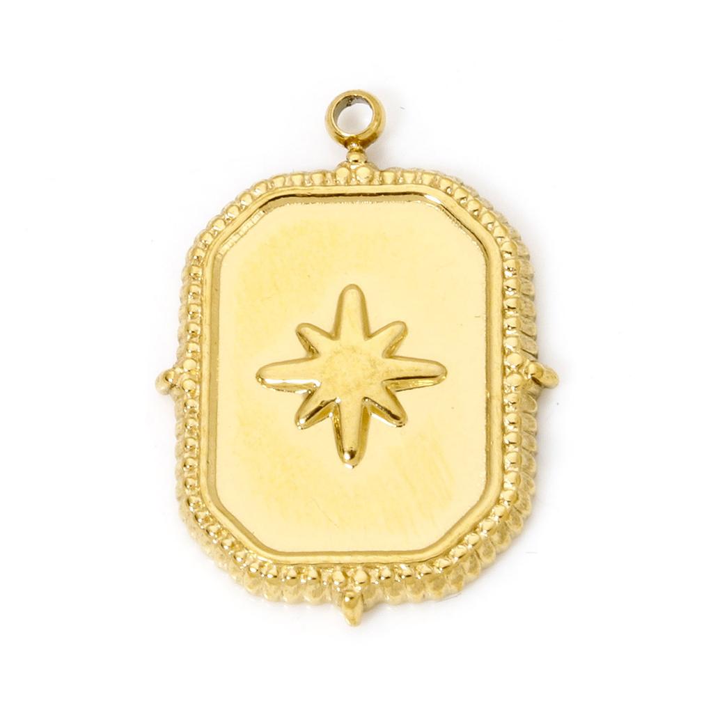 2 Pcs 304 Stainless Steel Charms Gold Plated Sun Moon Star Flower Pendants For DIY Necklace Bracelet Jewelry Making Findings