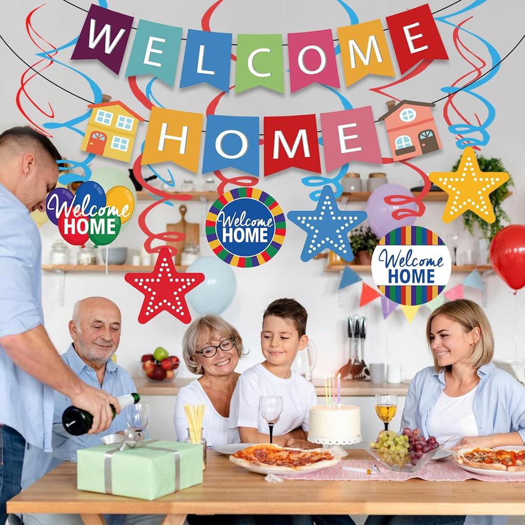 Welcome Home Banner, Colorful Paper Welcome Home Decorations