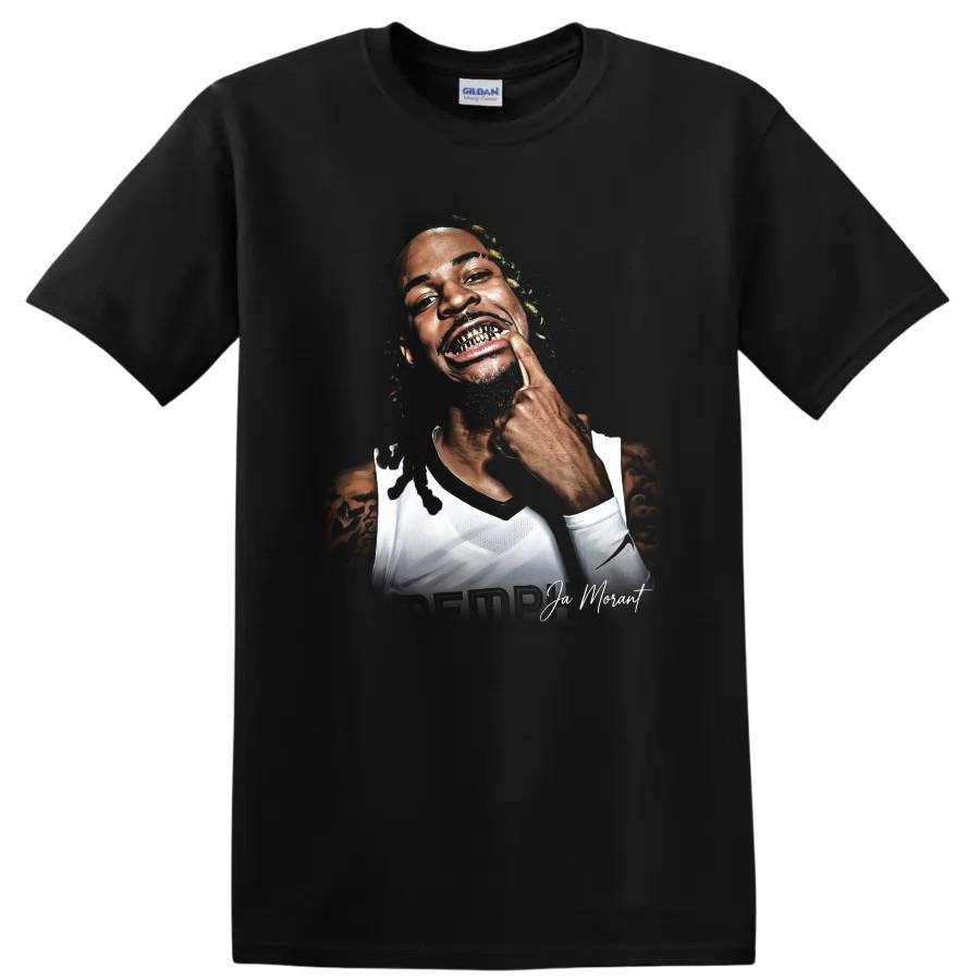Ja Morant T Shirt Memphis Basketball Player Grizzlies Gold Grill Tee