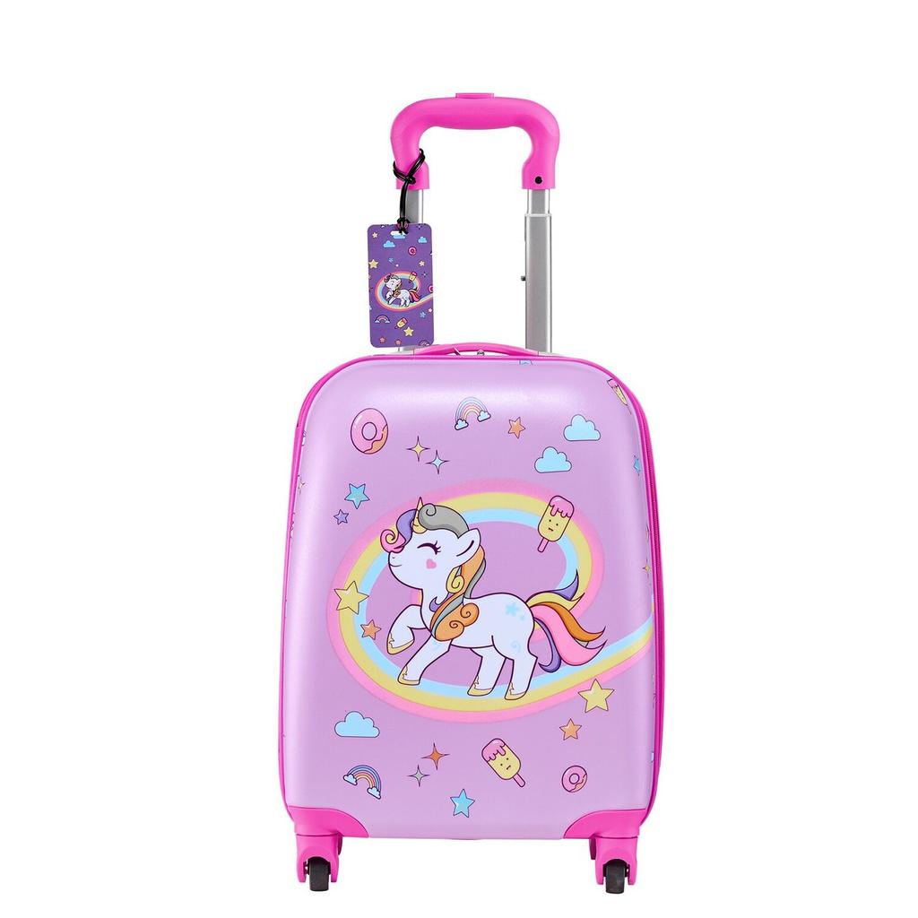 Kids Luggage Set, 2 Piece, 45.7 cm Hardside Rolling Wheels Suitcase with Hard-Shell Backpack, Unicorn Kids Carry on Luggage Set, Holiday Birthday Gift