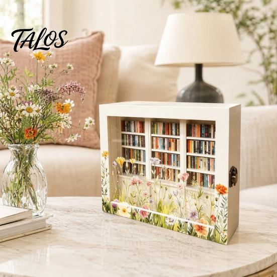 Scuoti Via la Tua Ansia Mini Libreria, Figurine in Legno Miniatura di Libreria con 200 Pezzi di Libri, Regali per Alleviare lo Stress per Amanti dei Libri, Adulti
