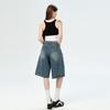 American Retro Women's Denim Five-Point Shorts, 2026 Spring/Summer Collection - Loose, Wide-Leg, Versatile Mid-Length Pants for a Relaxed Fit.
