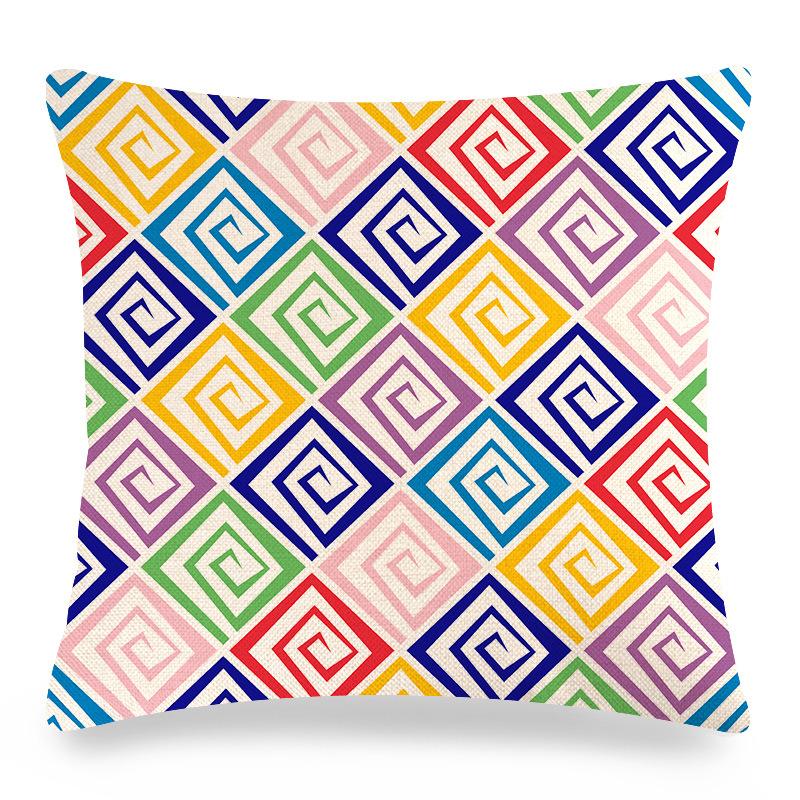 Home Decor Colorful Geometric Pattern Digital Print Pattern Cushion Cover Suitable for Sofa Bedroom Car Pillow Cover