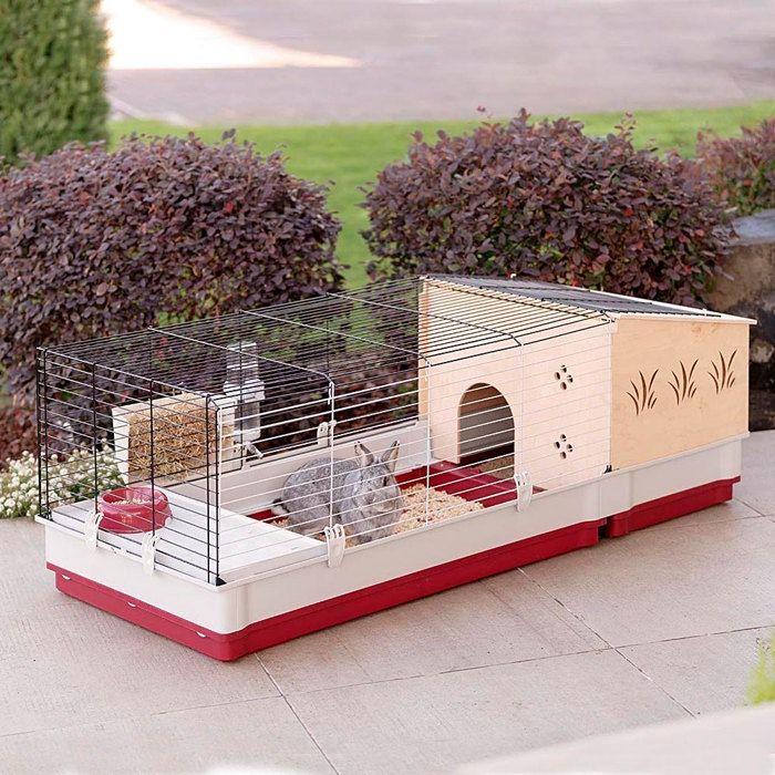 Cusca pentru animal mic - FERPLAST - Krolik 140 Plus - 142 x 60 x 50 cm - Rosu - Accesorii incluse