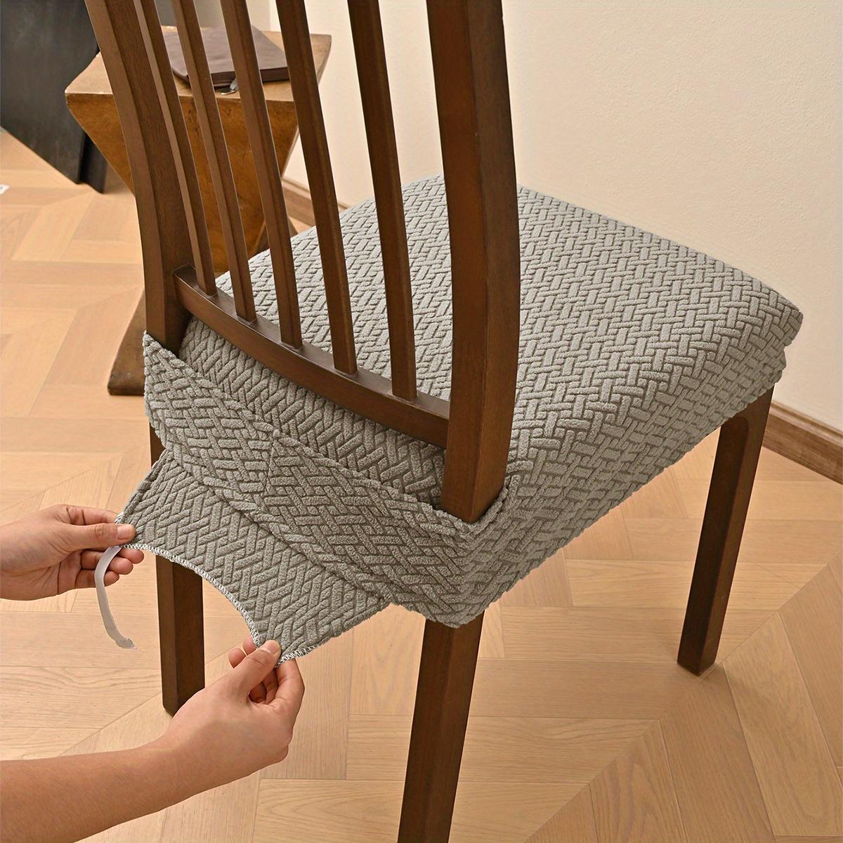 

1PC Jacquard Chair Cover Dining Room Plain Stretch Chair Seat Slipcover Removable Spandex Seat Cushion Cover Kitchen Restaurant темного кольору хакі