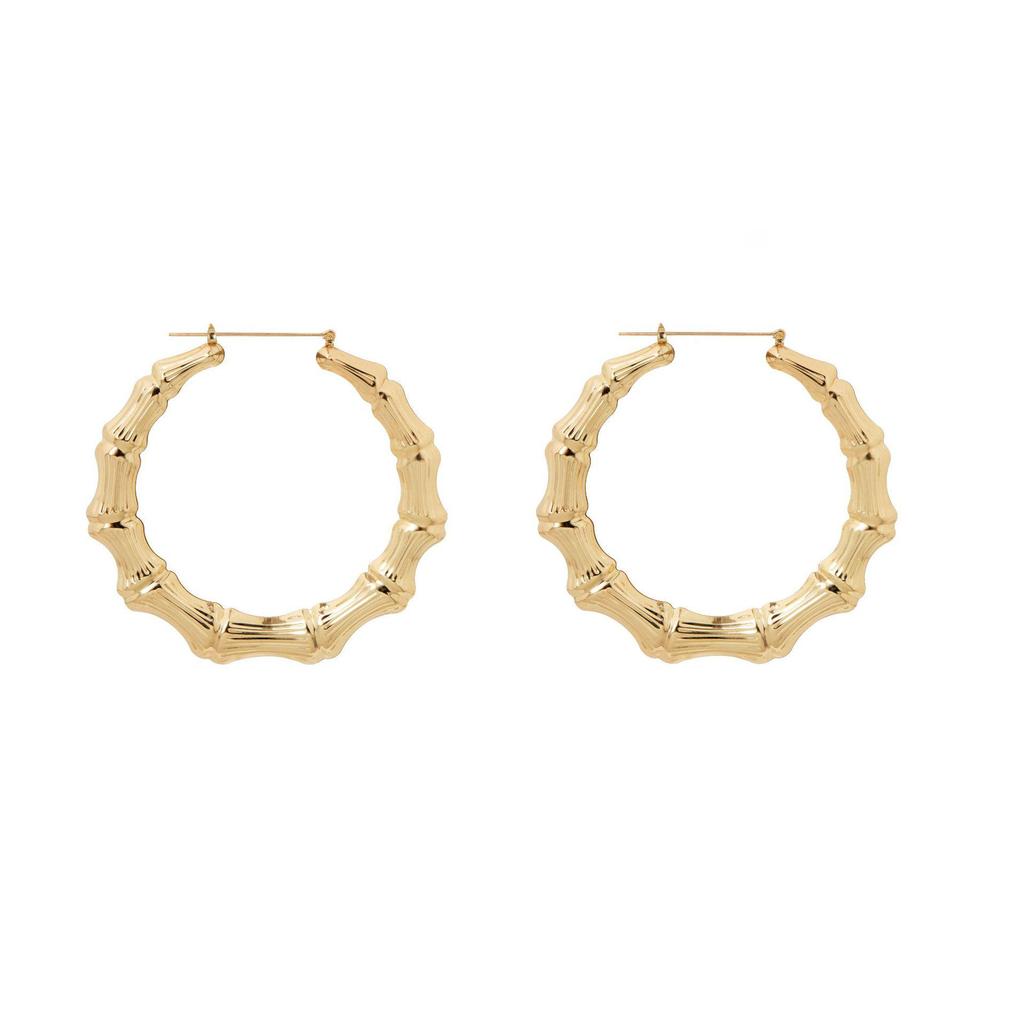 Gold Hip Hop Bamboo Hoop Earrings – Extra Large Exaggerated Circle Studs