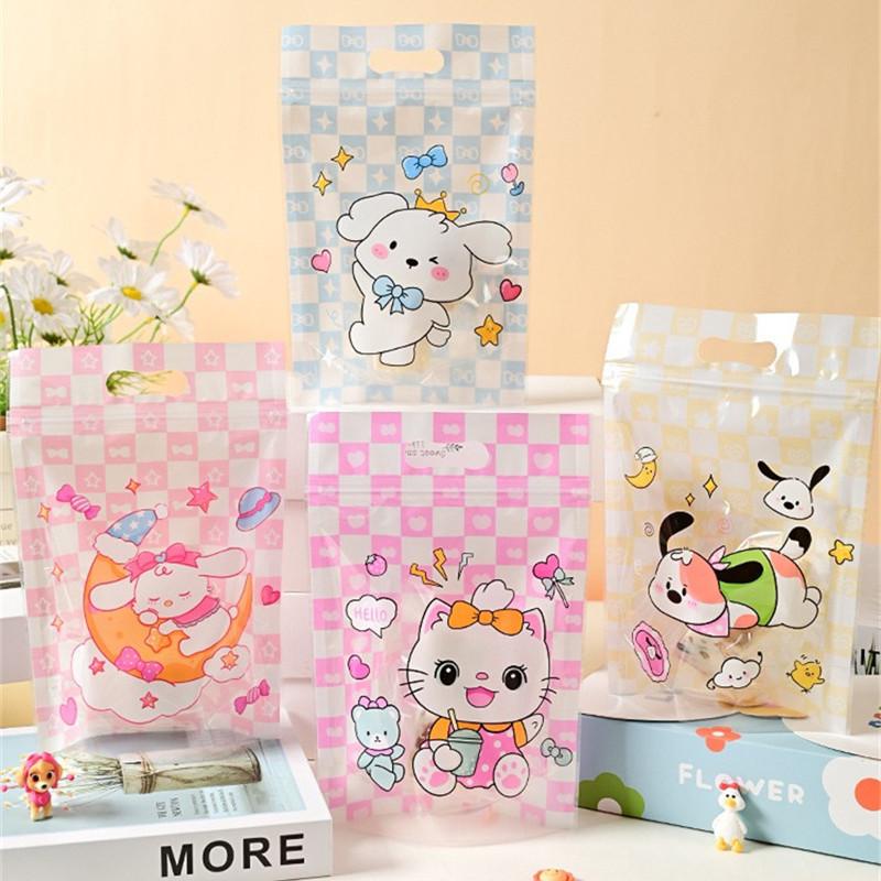 50Pcs Cartoon Animal Plastic Bags Snowflake Crisp Cookies Nougat Portable Ziplock Self Sealing Party Gift Packaging