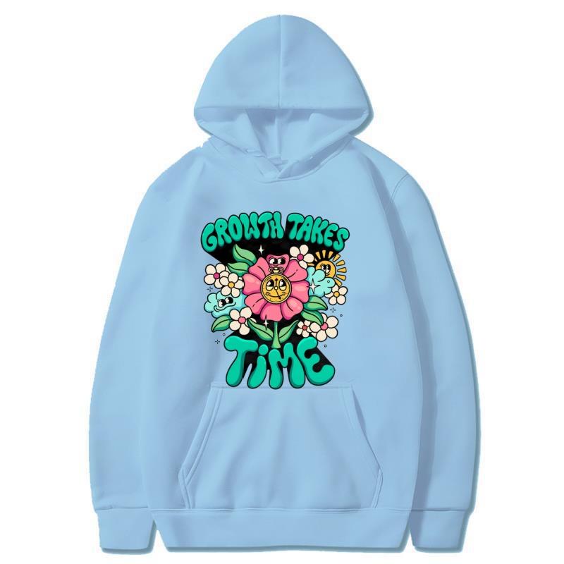 Growth takes time Graffiti Autumn/Winter Hoodies Hip Hop Street Academy Hoodies Fashion Casual Warm Hoodies Holiday Gifts