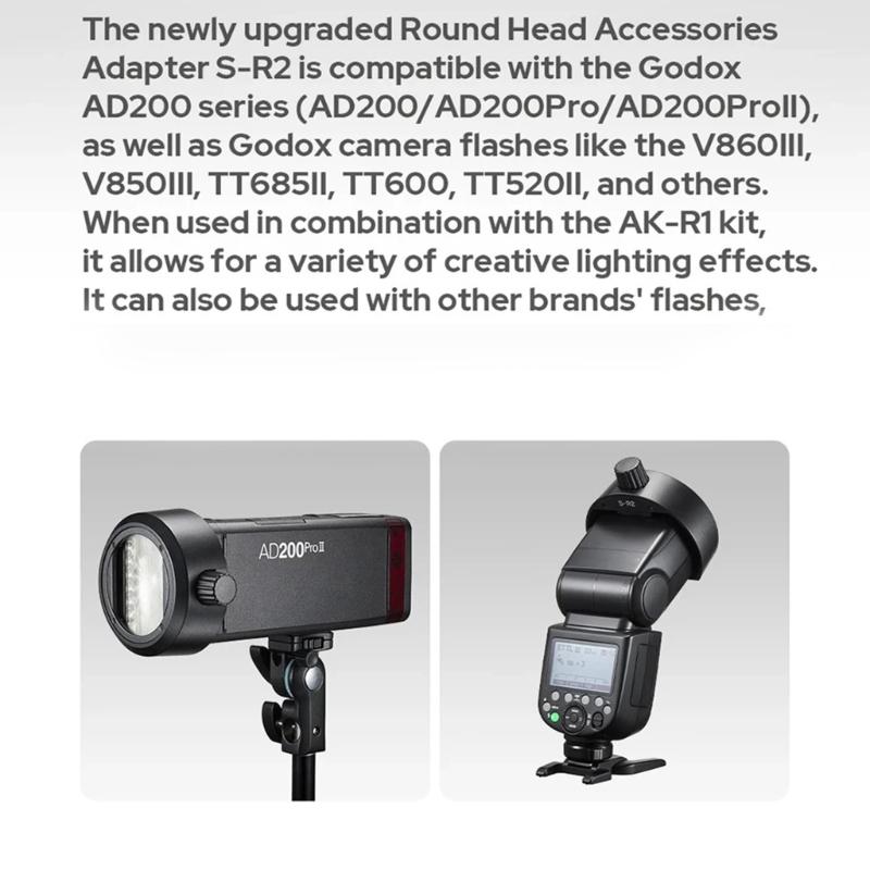 S-R2 Round Head Flash Adapter Rings Replacement for V850III TT685III AD200 V860III TT600 TT520III Photography Accessorie