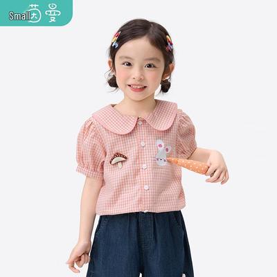 Xiaoyinman Girls' Printed Doll Collar Cotton Shirt