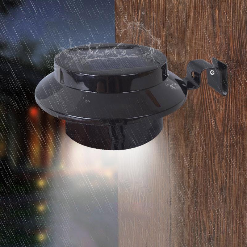 Power New Solar Powered Outdoor Garden Light Gutter Fence 3 Led Wall Lamp Bulb